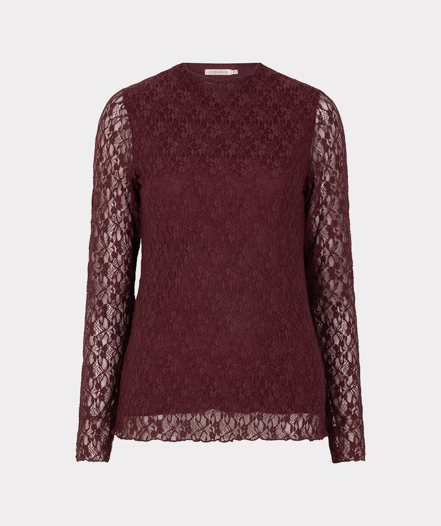 EsQualo - Top l/slve lace - Merlot