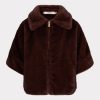 EsQualo - Coat poncho fake fur - Merlot