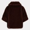 EsQualo - Coat poncho fake fur - Merlot