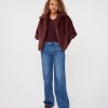 EsQualo - Coat poncho fake fur - Merlot