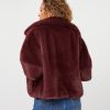 EsQualo - Coat poncho fake fur - Merlot