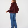 EsQualo - Coat poncho fake fur - Merlot