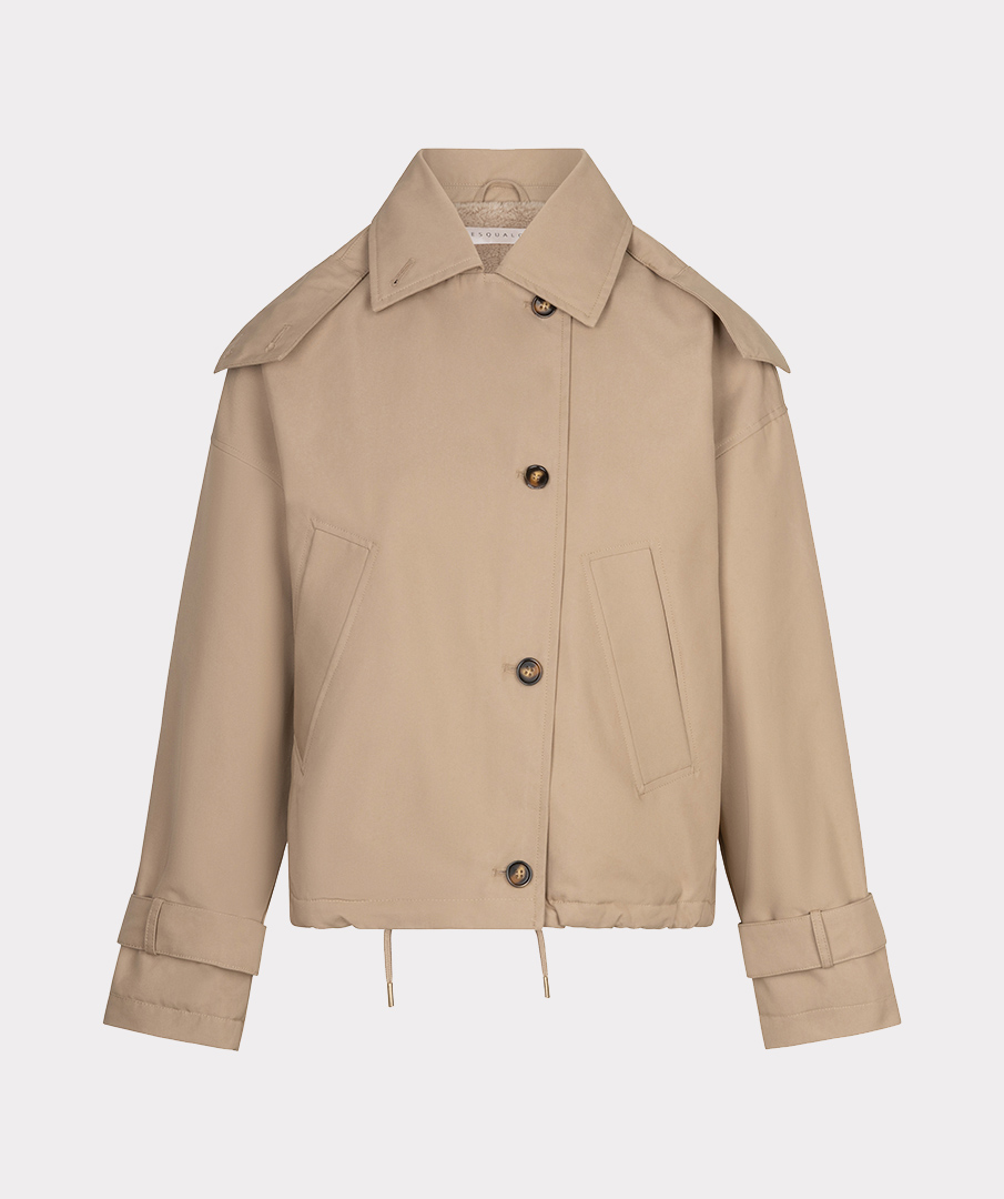 EsQualo - Coat trench short hood - Sand