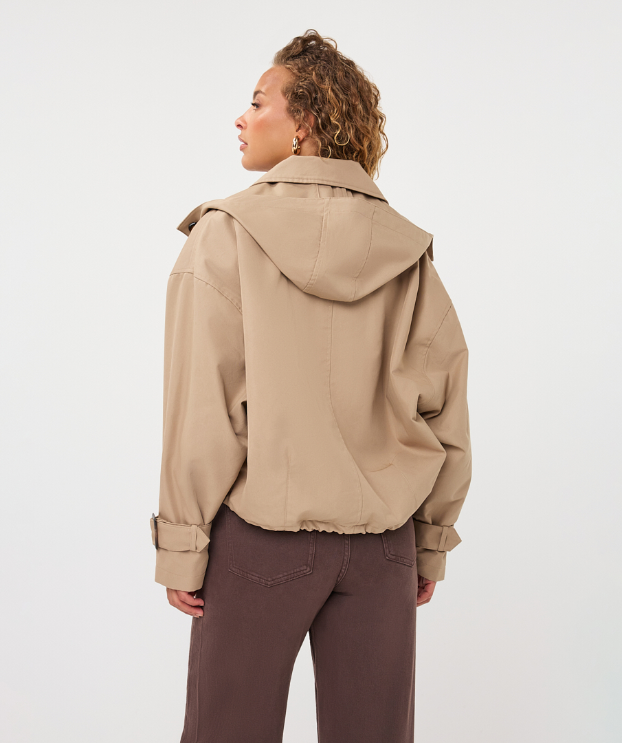 EsQualo - Coat trench short hood - Sand
