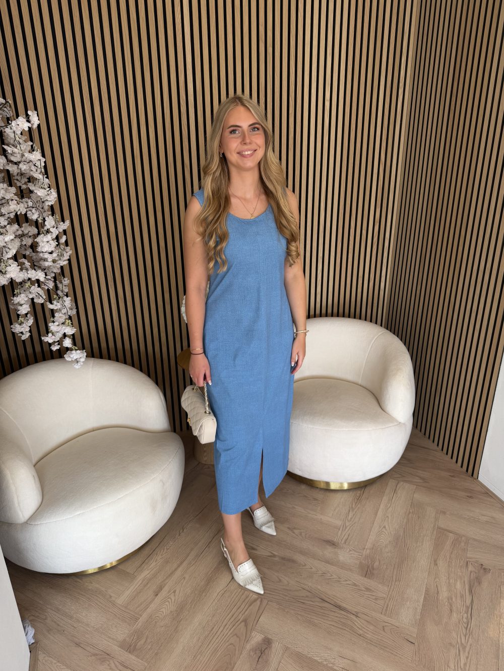 Mi Piace - Singlet Dress Denim Print - Bleached Denim