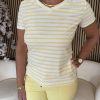 Mi Piace - T-shirt V Hals Stripe - Lemon Yellow | Off W.