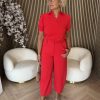 Mi Piace - Polo Top Puff Sleeves - Red