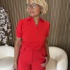 Mi Piace - Polo Top Puff Sleeves - Red