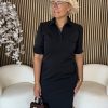 Triple Nine - Jurk 3/4 Mouw Met Kraag - Black