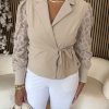 Triple Nine - Blazer cross body lace sleeves - Beige
