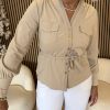 Triple Nine - Blouse cargo pockets and belt - Beige