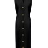Triple Nine - Dress Long Cut Sleeves With Gold Buttons - Black