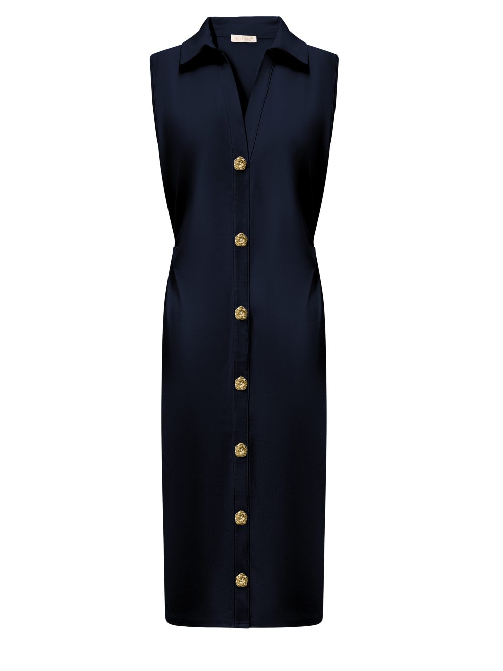Triple Nine - Dress Long Cut Sleeves With Gold Buttons - Navy