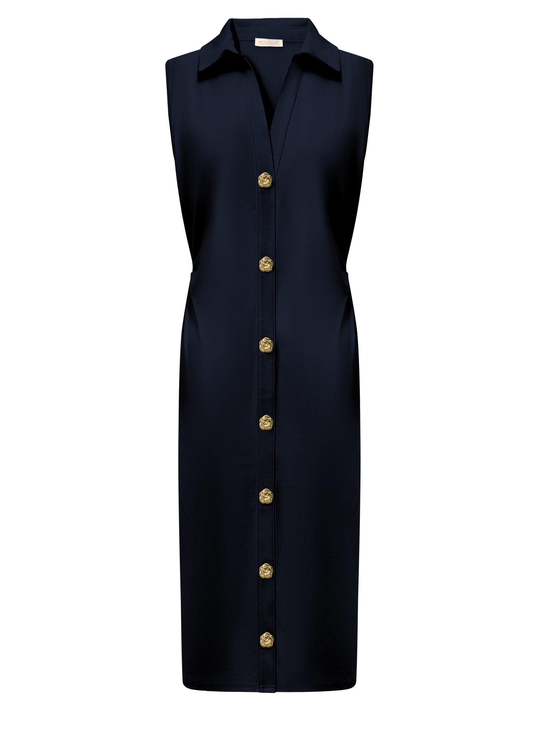 Triple Nine - Dress Long Cut Sleeves With Gold Buttons - Navy