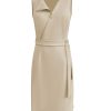 Triple Nine - Dress Cut Sleeves With Cross Zip - Beige