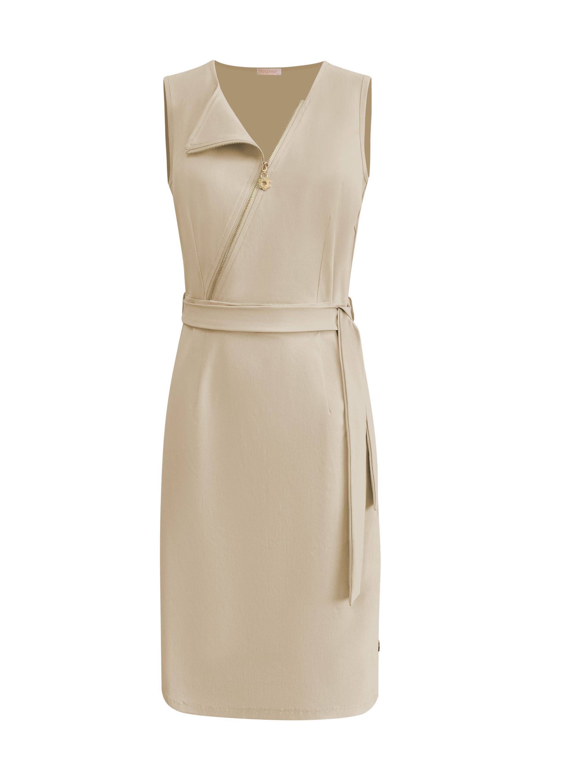 Triple Nine - Dress Cut Sleeves With Cross Zip - Beige