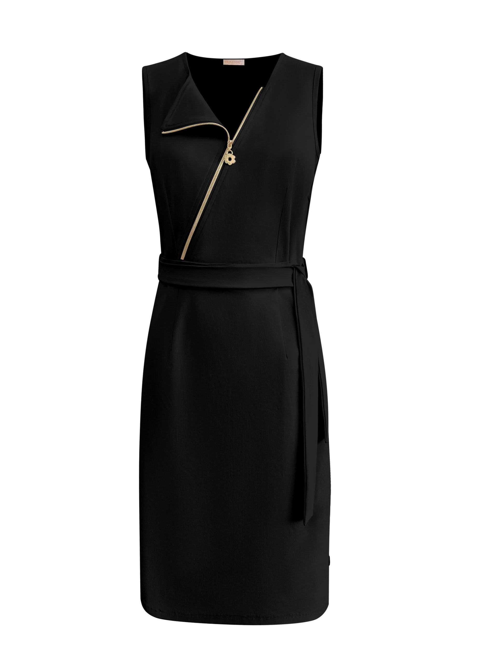 Triple Nine - Dress Cut Sleeves With Cross Zip - Black