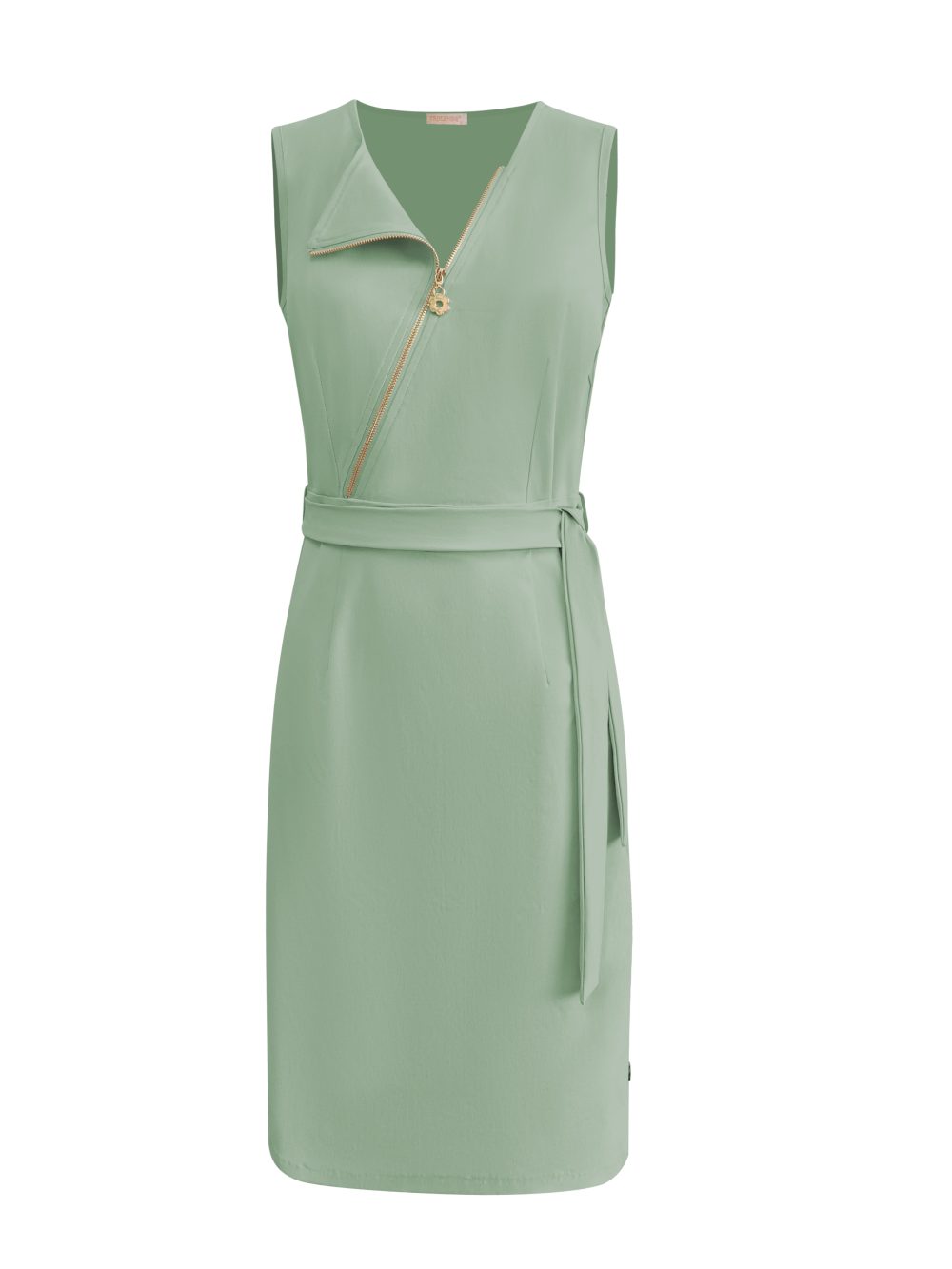 Triple Nine - Dress Cut Sleeves With Cross Zip - Sage Green