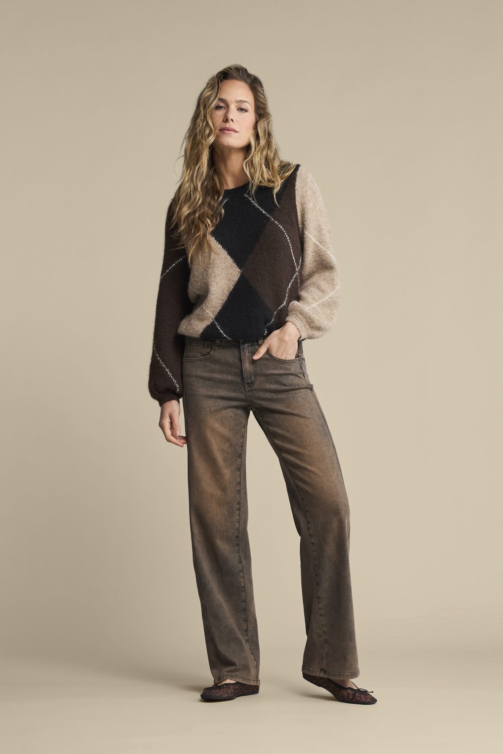Red Button - Argyle sweater - Espresso