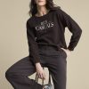 Red Button - Terry sweater chestprint - Espresso