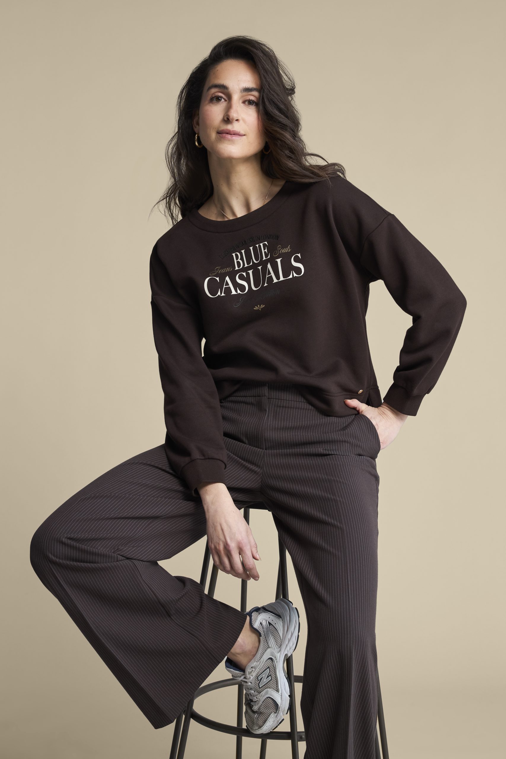 Red Button - Terry sweater chestprint - Espresso