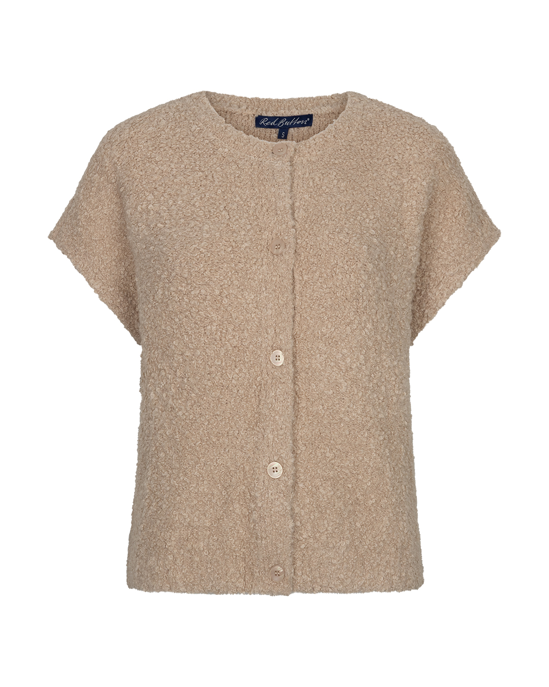 Red Button - Sleeveless knit boucle - Latte