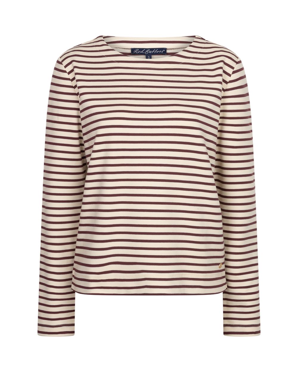 Red Button - Terry stripe - Creme/darkberry