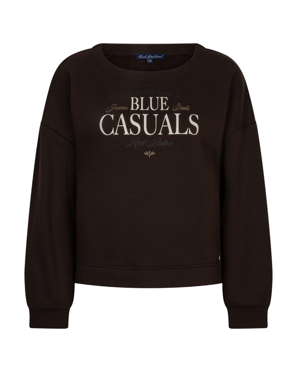 Red Button - Terry sweater chestprint - Espresso