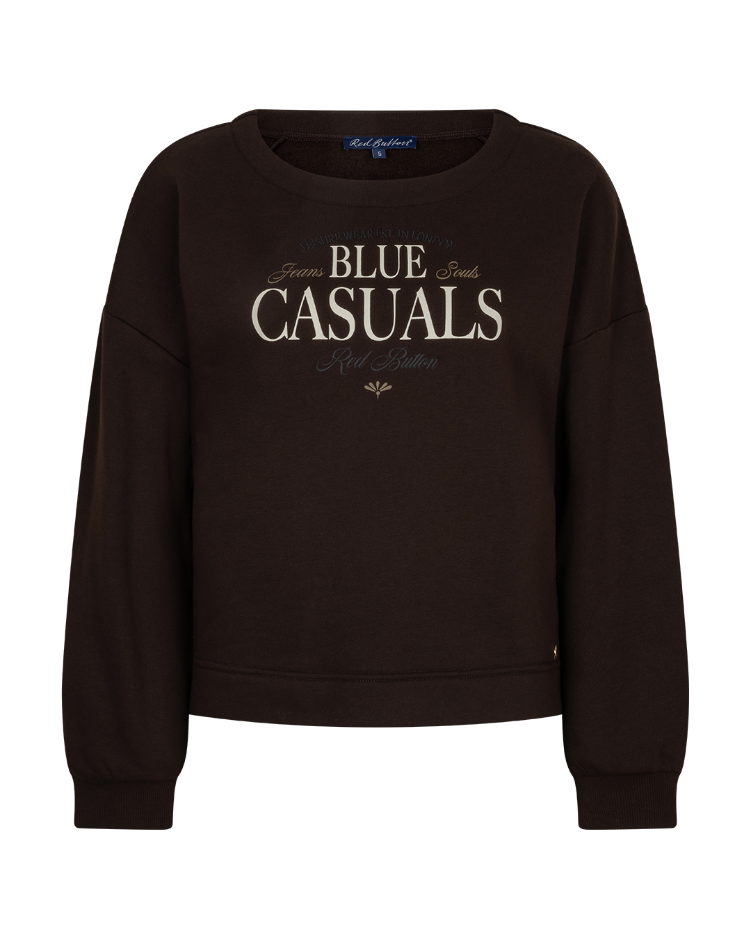 Red Button - Terry sweater chestprint - Espresso