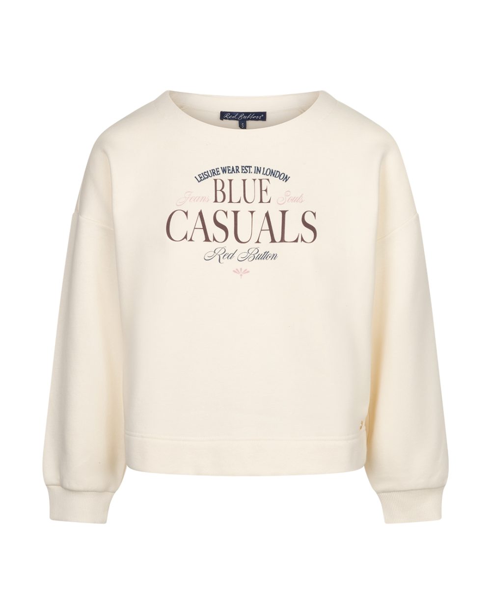 Red Button - Terry sweater chestprint - Ecru/burgundy
