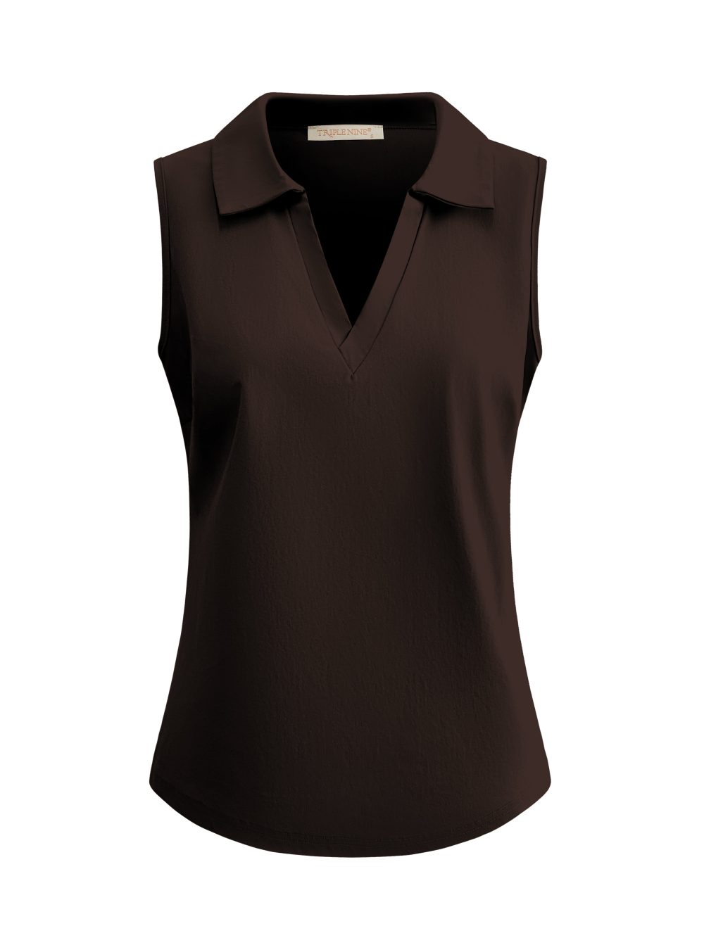 Triple Nine - Top With Collar And Cut Sleeves - D.Brown