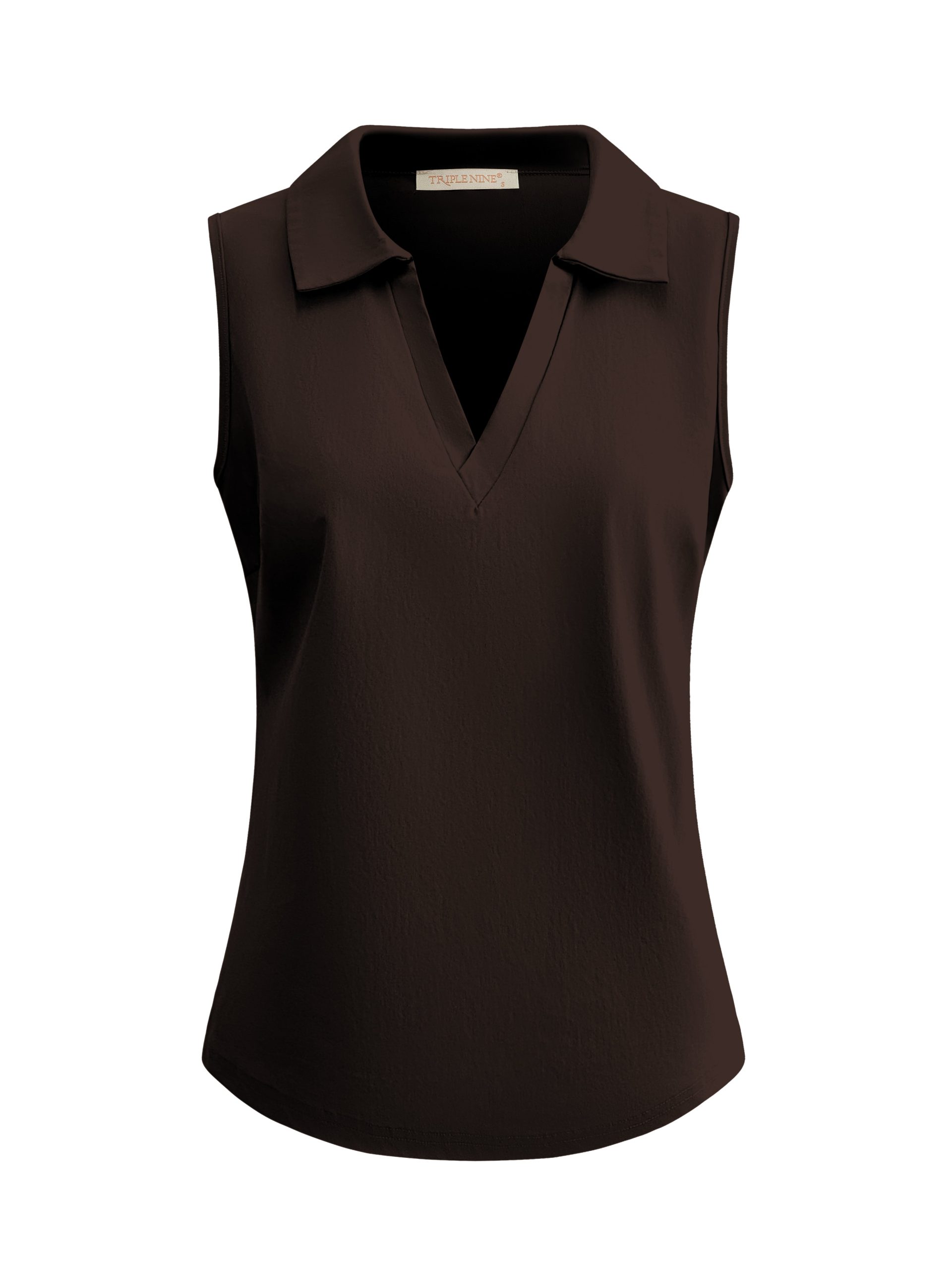 Triple Nine - Top With Collar And Cut Sleeves - D.Brown