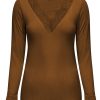 Triple Nine - Top cashmere with lace v neck - Caramel